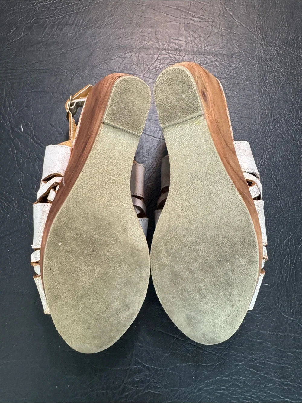Women’s White Wedge Sandals with Adjustable Ankle Strap